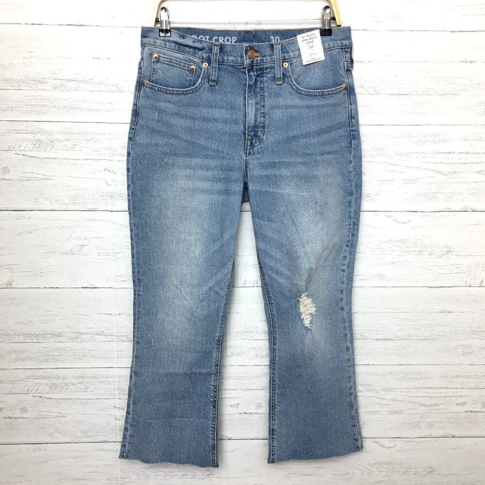 NEW J. Crew Women's Jeans 10" Billie Demi Boot Crop Distressed size 30 length 26